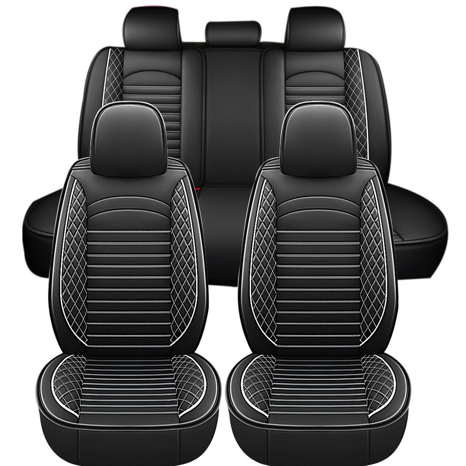 Leather Car Seat Covers Full Set Universal - 1 set universele autostoelhoes, complete set,