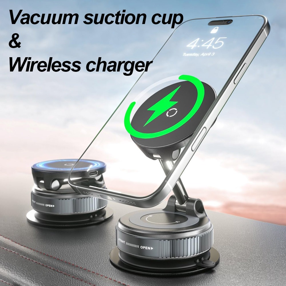 Wireless Car Charger Mount Fast Charging - Auto magnetische draadloze oplader telefoonhouder en