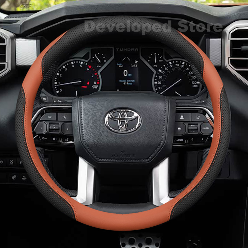 Car Steering Wheel Cover Anti Slip Breathable - 39Cm Lederen Auto Stuurhoes Voor Toyota