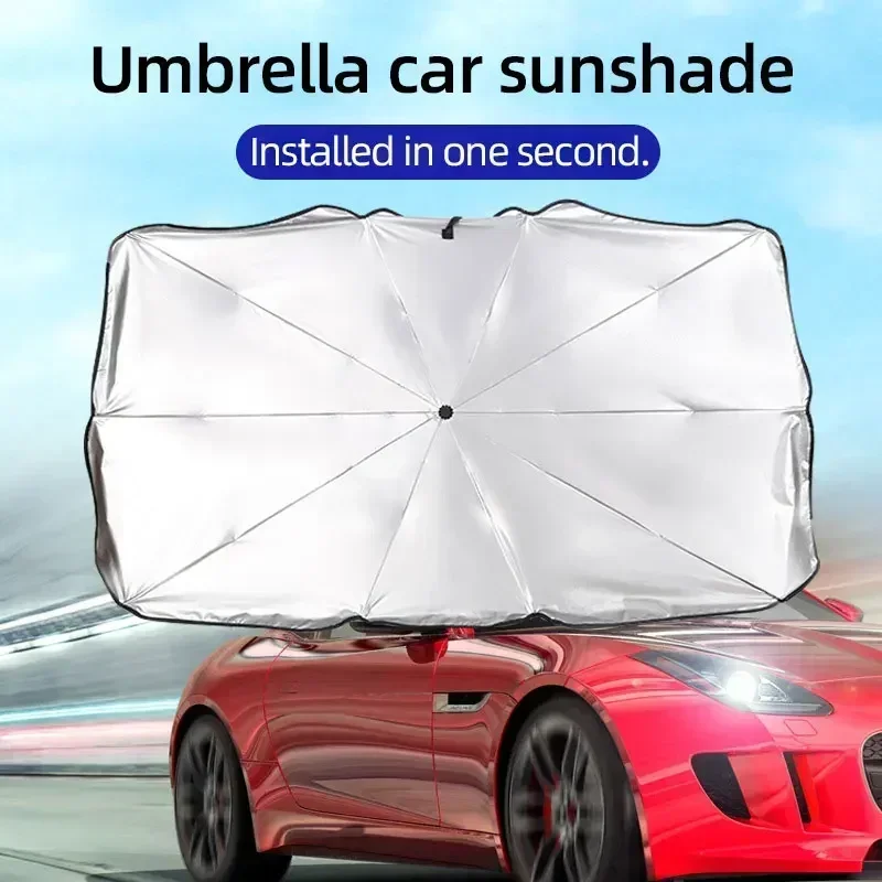 Car Sunshade Windshield Umbrella Foldable - Opvouwbare autozonnescherm paraplu, zilverkleurige lijm UV-bescherming