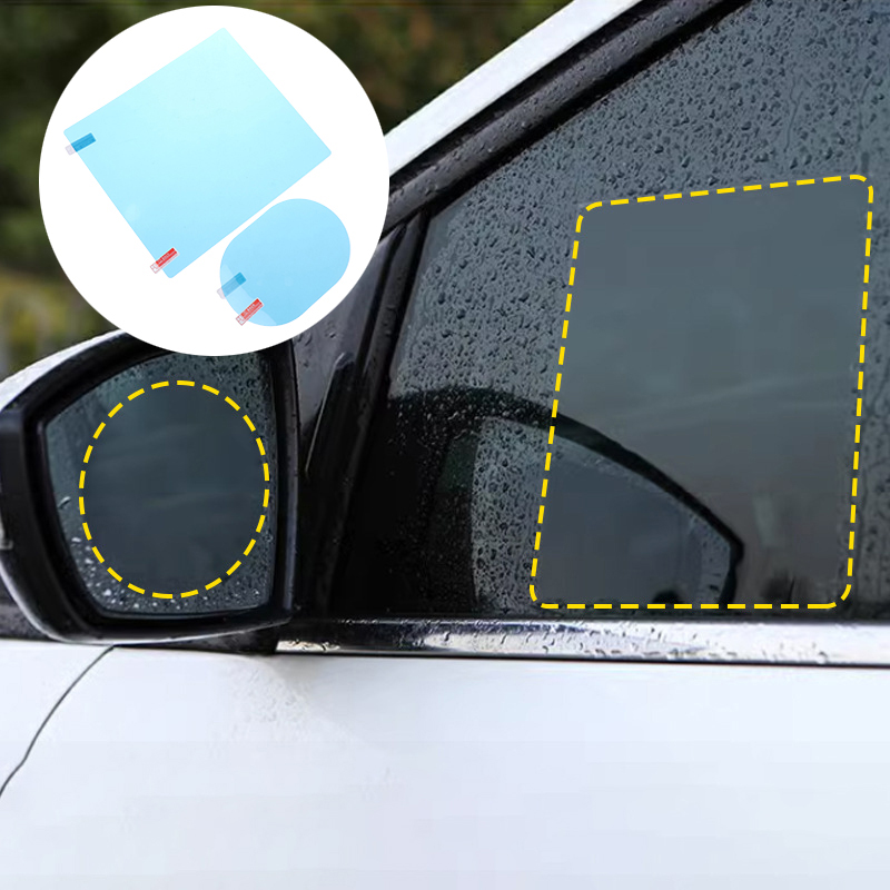 Anti Glare Car Rearview Mirror Film - 4 stuks anti-condens, regenbestendig, waterdicht spiegelfolie,