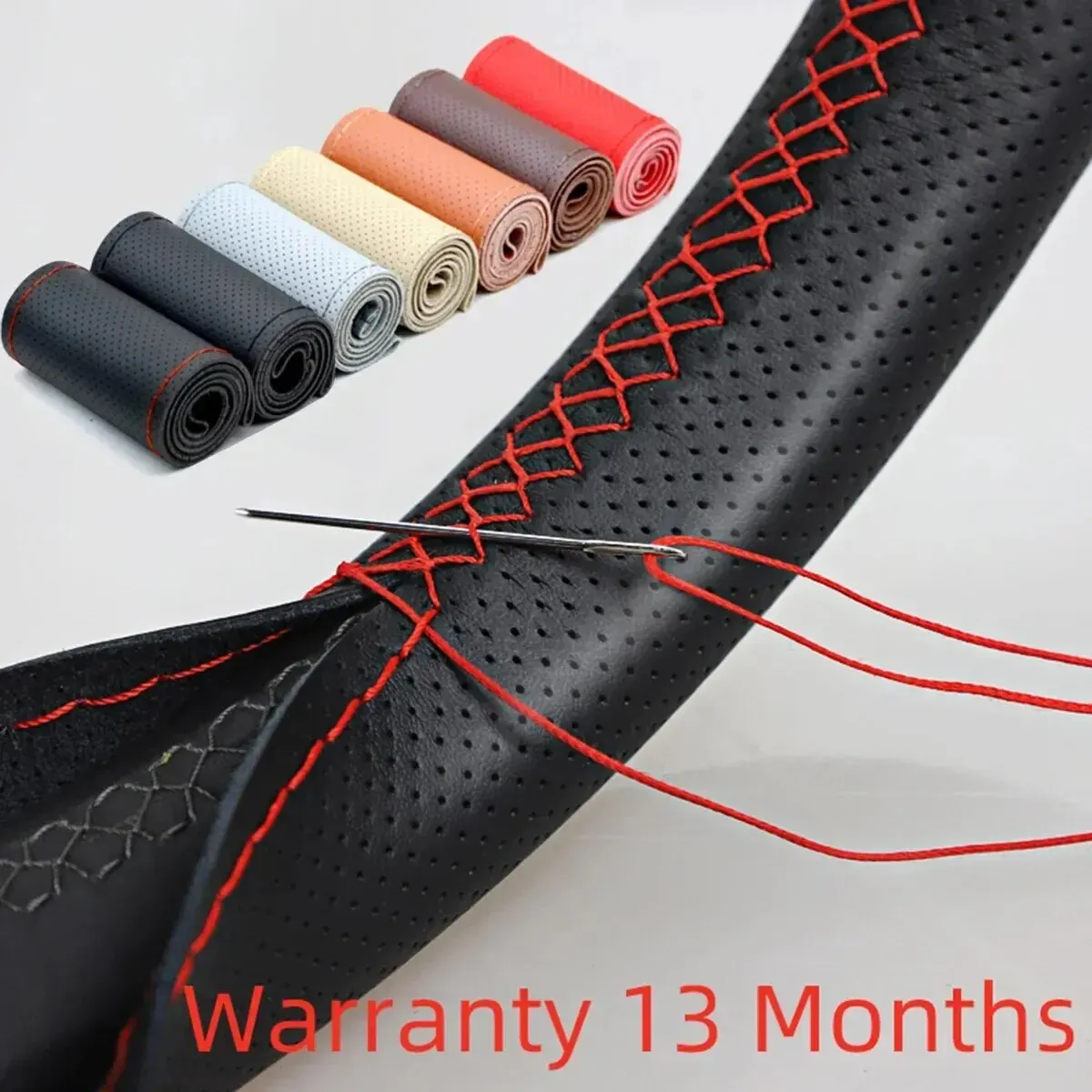 Car Steering Wheel Cover Anti Slip Breathable - Universele Lederen Auto Stuur Steek Op