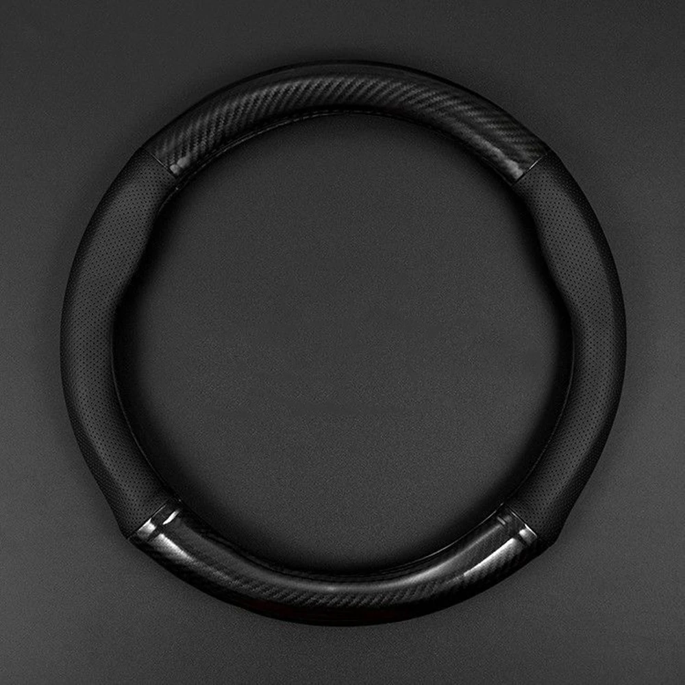 Car Steering Wheel Cover Anti Slip Breathable - Universele auto-stuurhoes van carbon fiber leer,