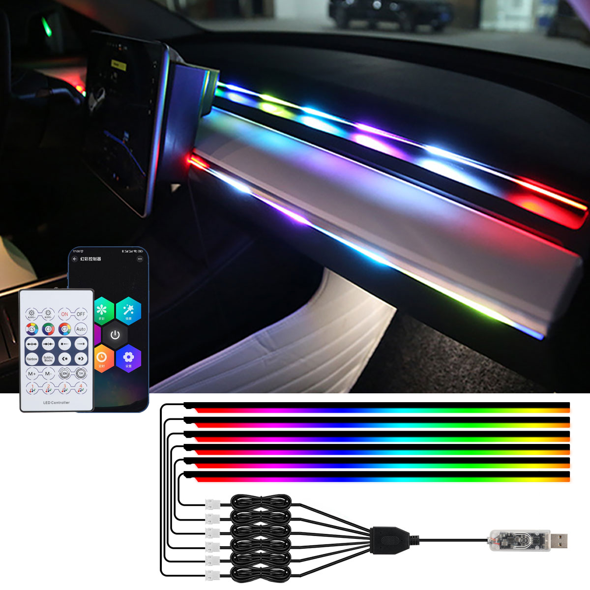 Led Ambient Interior Car Lights App Control - 6/10 in 1 Auto Led Omgevingsverlichting