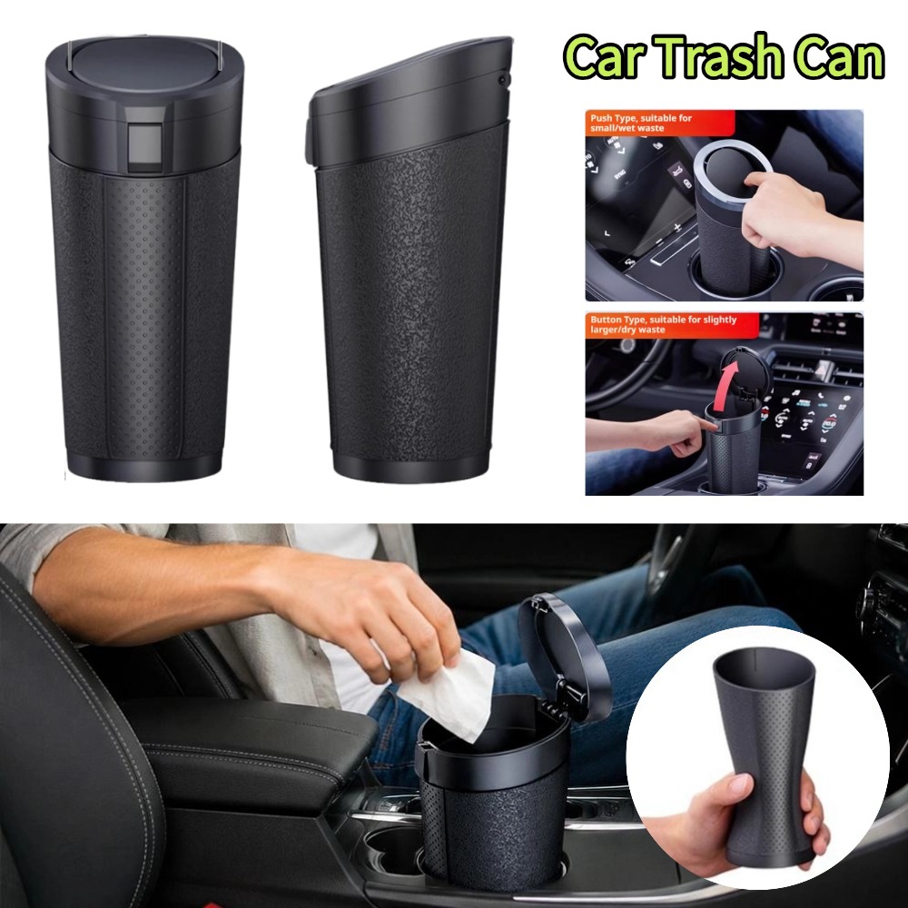 Waterproof Car Trash Can With Lid - Draagbare auto-afvalbak met drukknopdeksel Lekvrij waterdicht