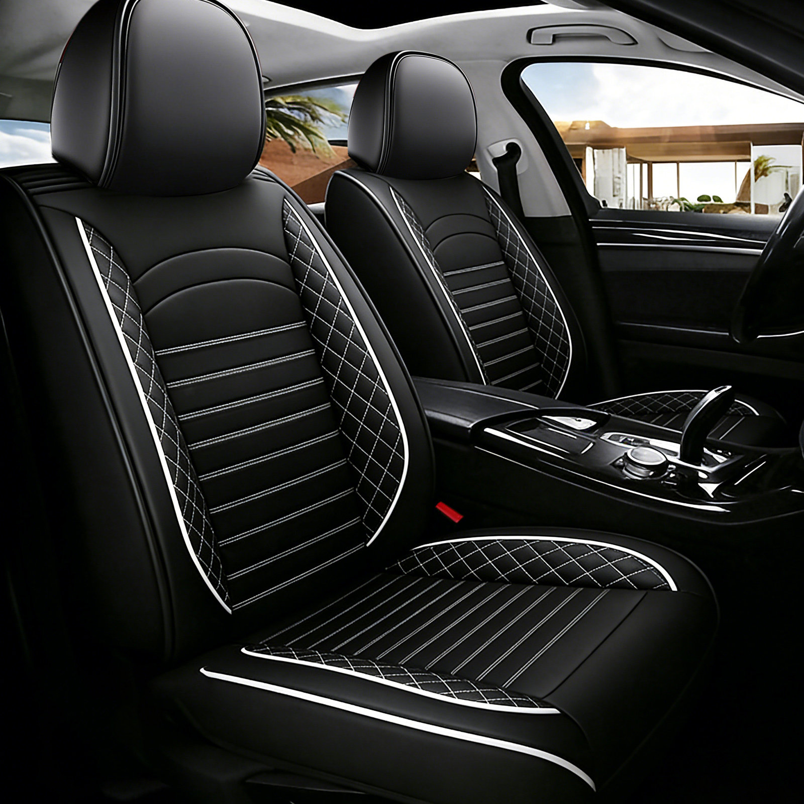 1 set universele autostoelhoes - Leather Car Seat Covers Full Set Universal recensie en prijs