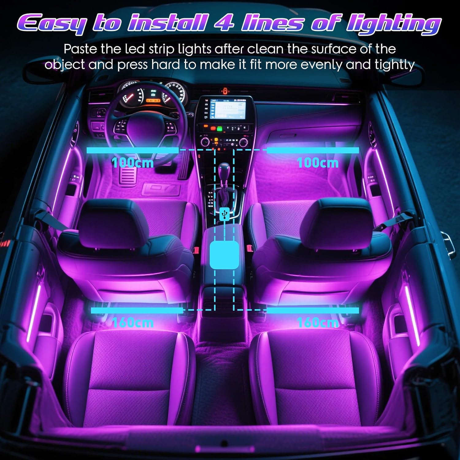 48LED RGB Ambient Light LED au - Led Ambient Interior Car Lights App Control recensie en prijs