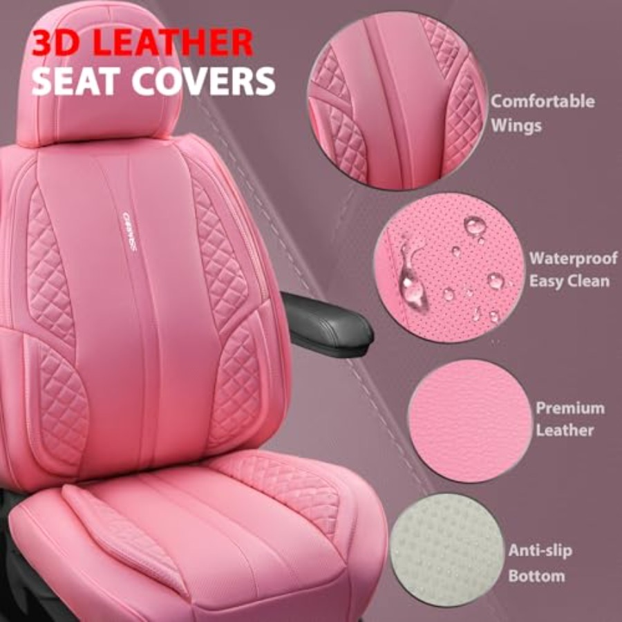 Nappa roze PU lederen autostoe - Leather Car Seat Covers Full Set Universal recensie en prijs