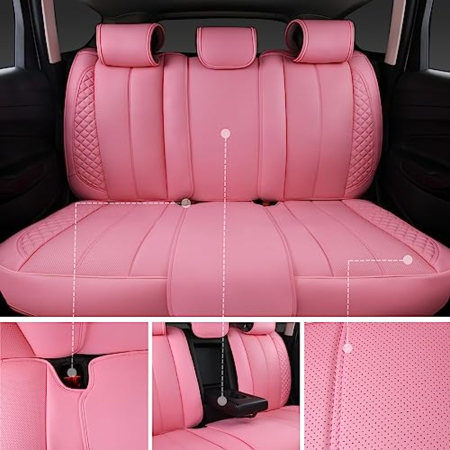 Nappa roze PU lederen autostoe - Leather Car Seat Covers Full Set Universal recensie en prijs