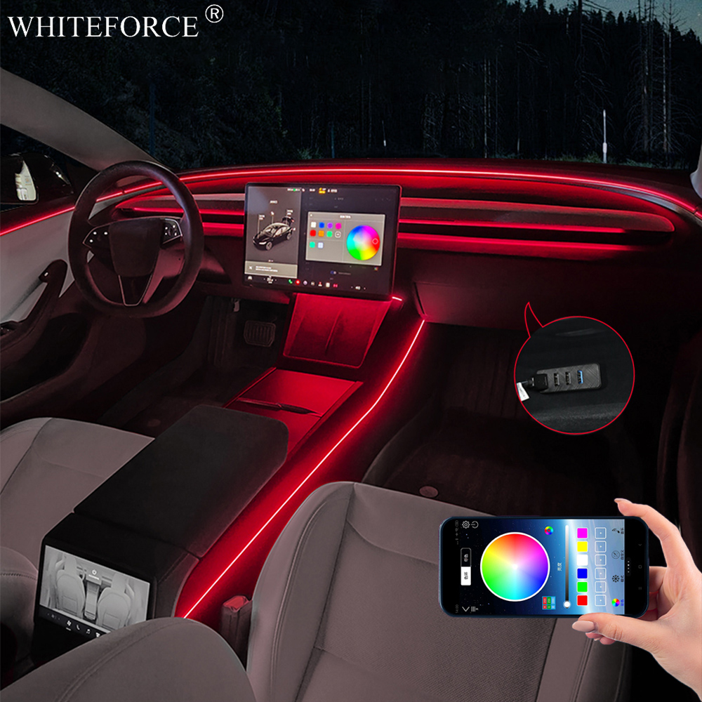 Voor Tesla Model Y Juniper LED - Led Ambient Interior Car Lights App Control recensie en prijs