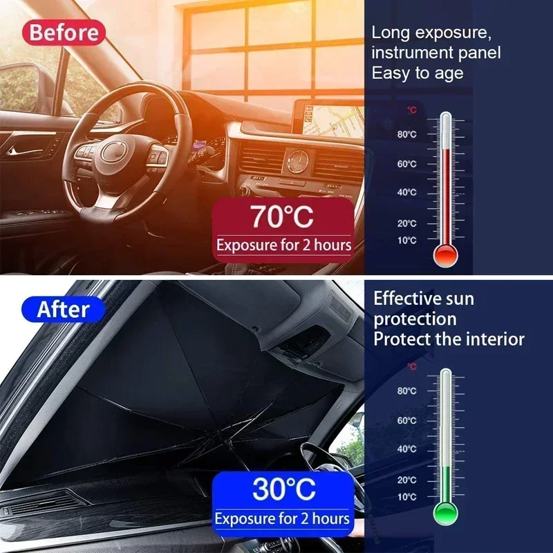 Autozonnescherm, opvouwbaar, v - Car Sunshade Windshield Umbrella Foldable recensie en prijs